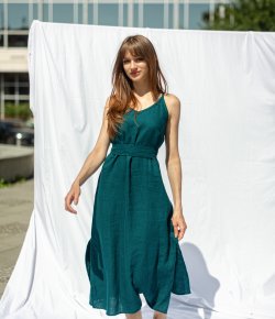 Ľanové šaty na ramienka Pula