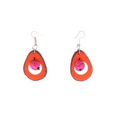 Aretes Aros Bombona Naranja-Rosa