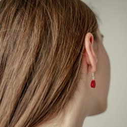 Aretes Silver Lagrimas Rojo