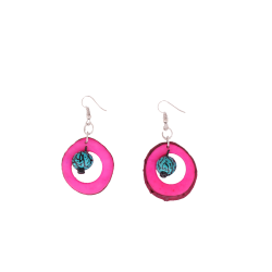 Aretes Aros Bombona rosaturquesa